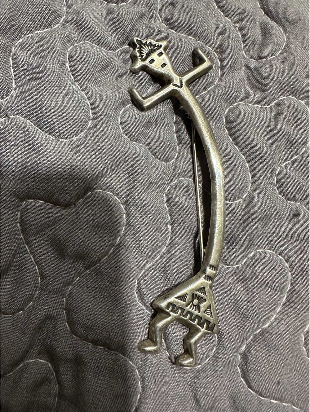 Vtg Felix Joe Navajo Sterling Silver Rainbow Dancer Kachina Pin Brooch Signed
